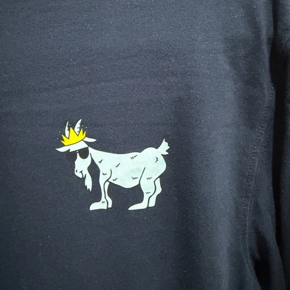 GOAT USA Navy Long Sleeve T-shirt Size Medium Discoloration - Picture 5 of 10